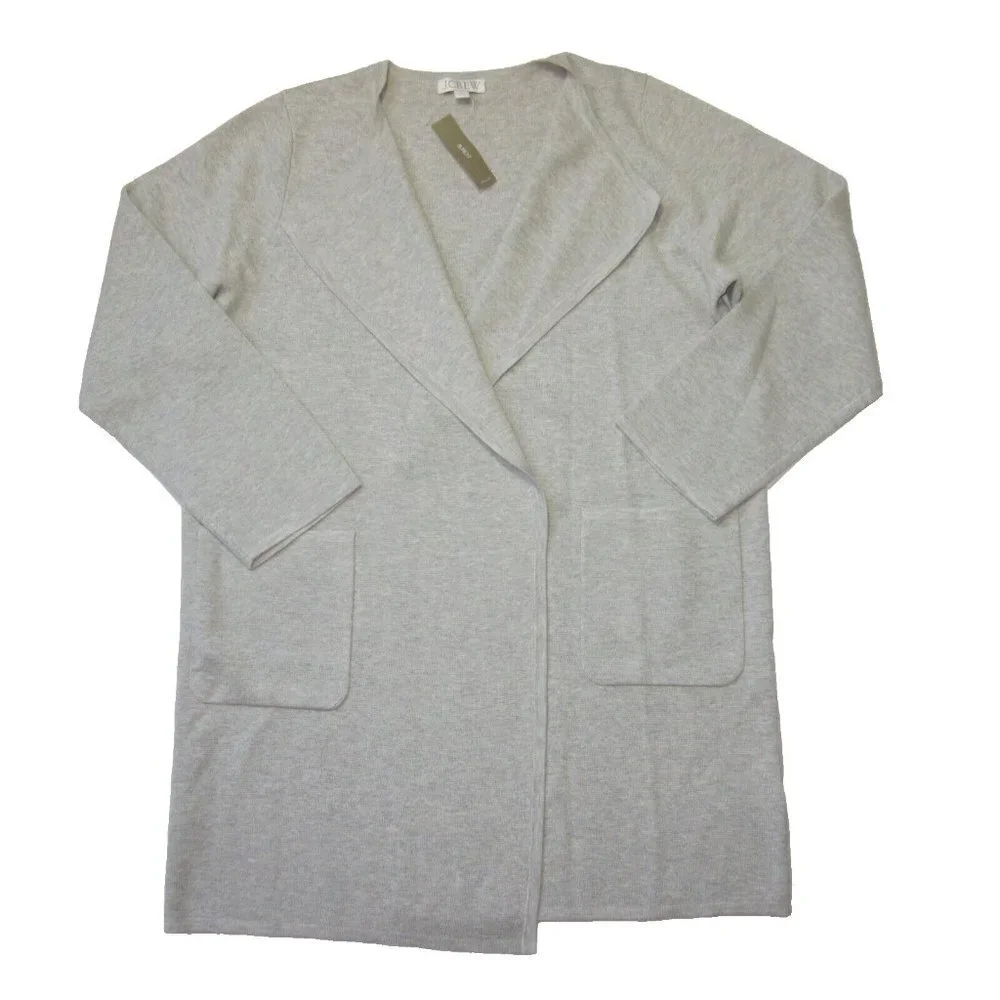 NWT J.Crew Juliette in Heather Dove Gray Collarless Open Sweater Blazer L